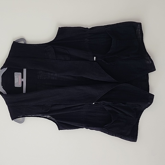 Torrid Feel The Fit Lagenlook Boho Black Cotton Gause Open Vest 1X 14-16 K14 - Picture 3 of 9